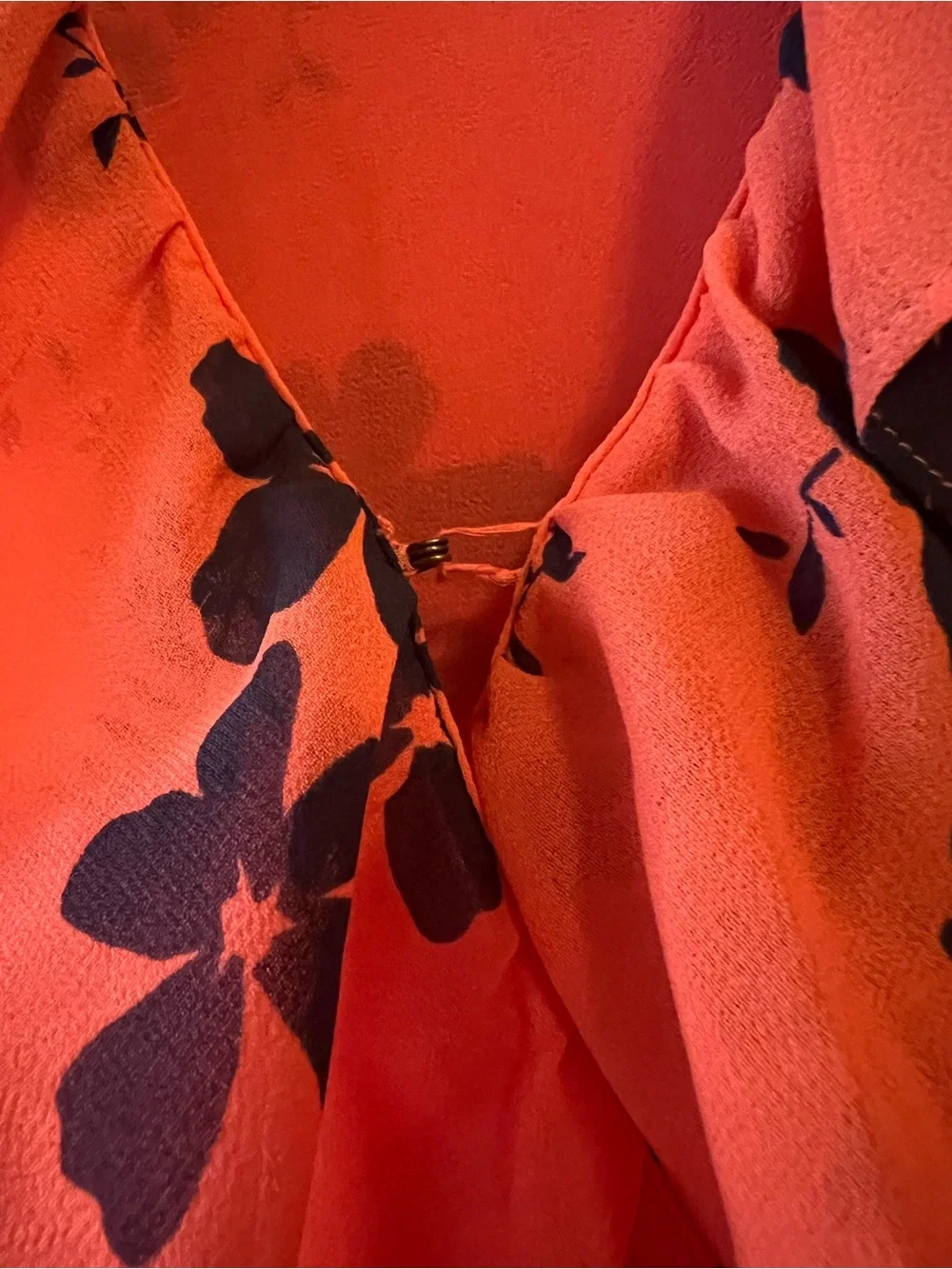Michael Kor’s Coral Red Floral Ruffle Wrap Dress- Size Medium